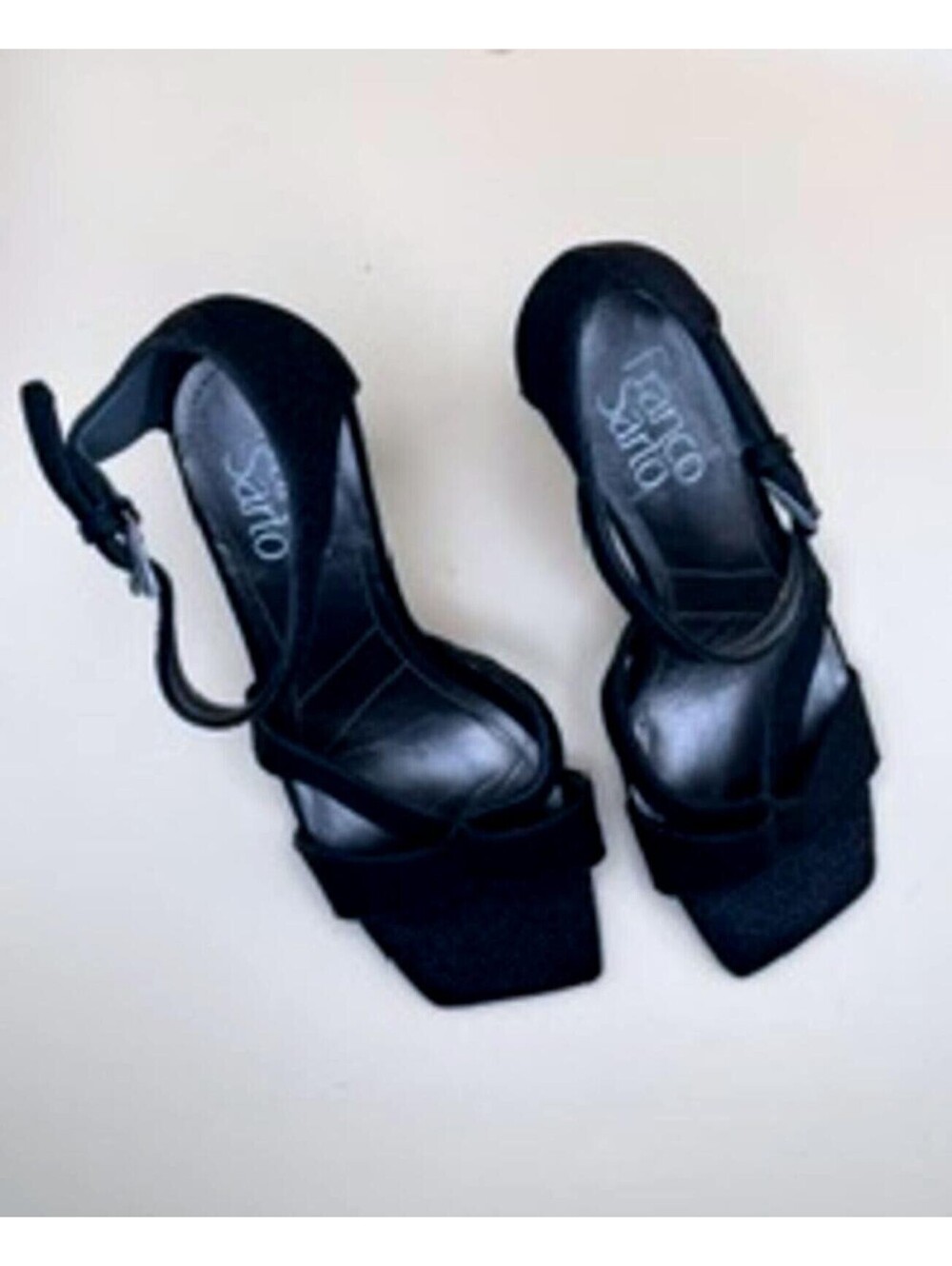 Franco Sarto Black Glitter Rania 2 Stiletto Cutout Heel